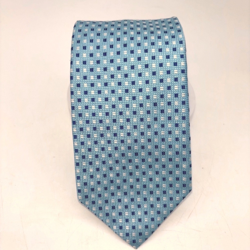 NWT Brooks Brothers 346 Pure Silk Blue Geometric Squares Classic Tie 58"